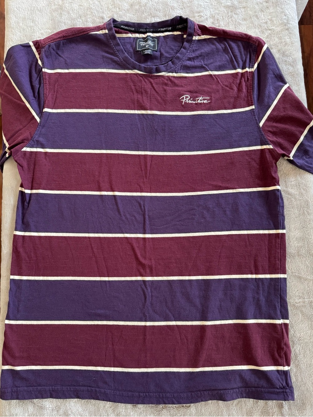 Primitive Burgundy and Purple Striped Long Sleeve Tee